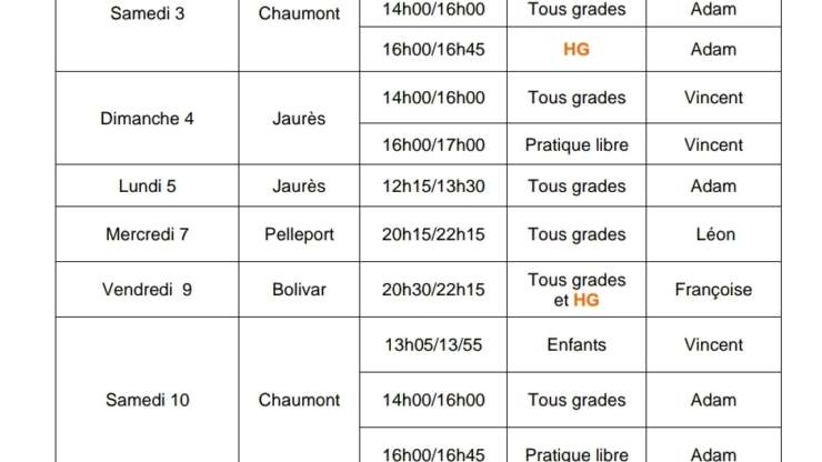 Planning septembre